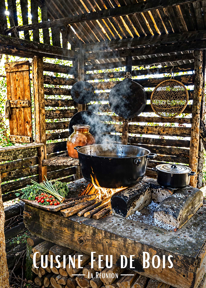 Outdoor Cooking in Rustic Wooden Kitchen