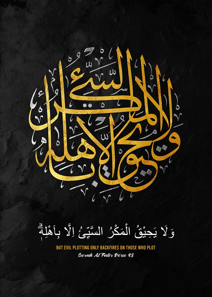 Islamic Calligraphy Art on Black Background