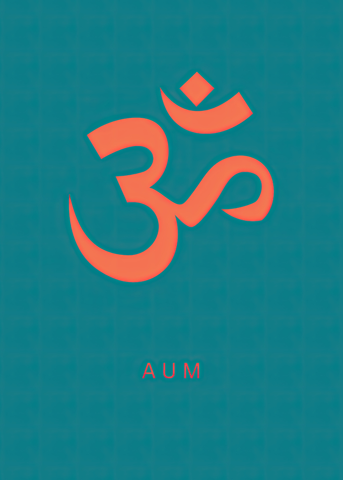 Aum Symbol on Teal Background
