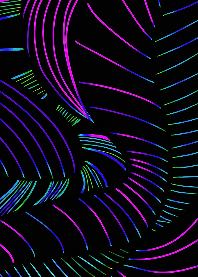 Abstract Neon Lines on Black Background