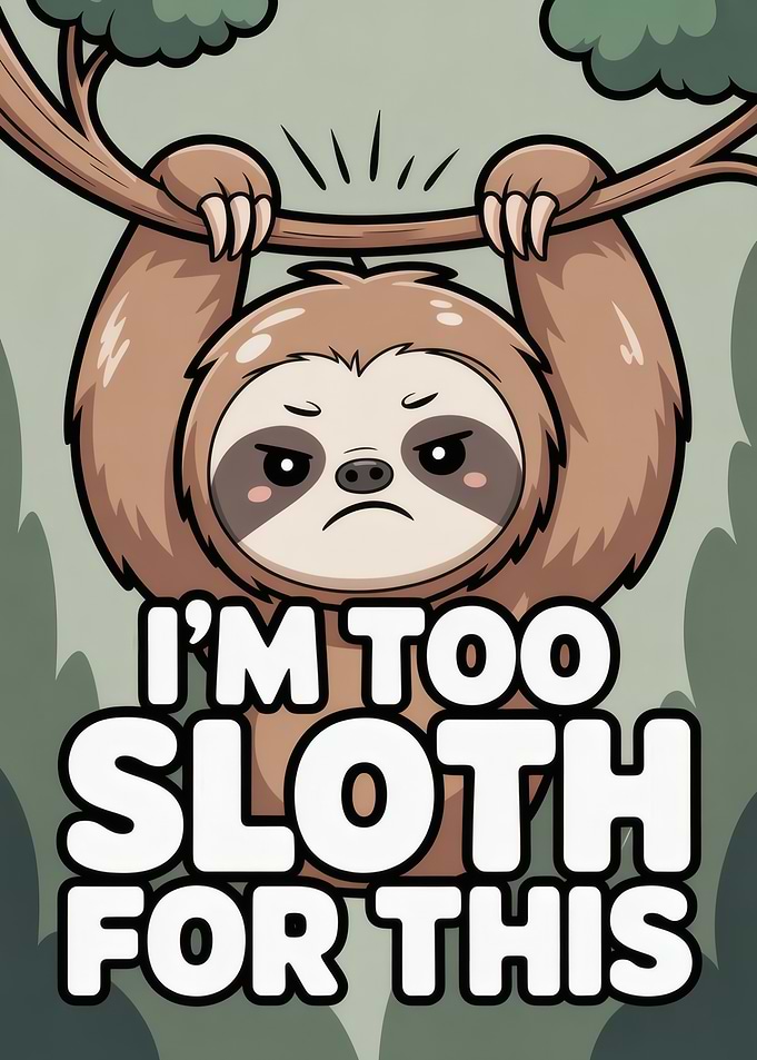 I'm Too Sloth For This Grumpy Sloth Cartoon