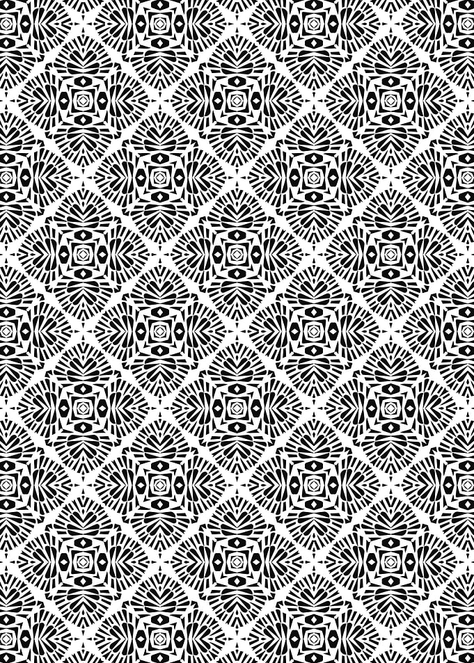 Symmetric Black and White Flower Pattern