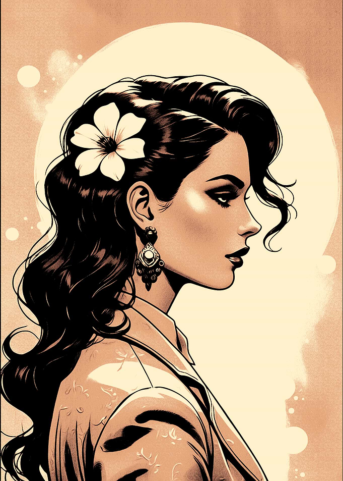 Elegant Woman Portrait with Flower
