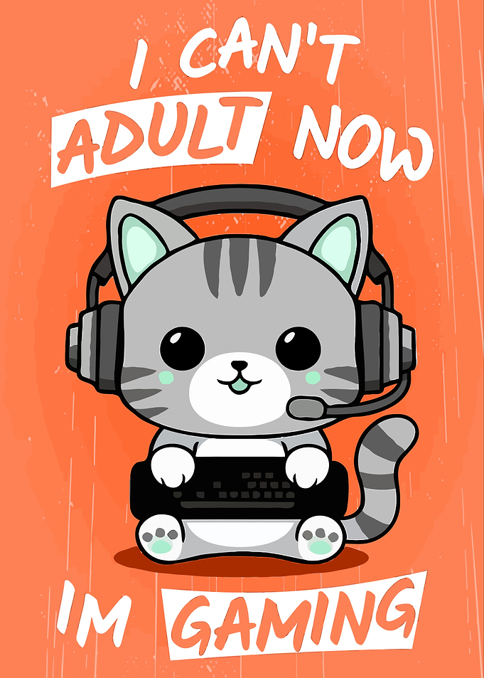 Gaming Cat Cartoon