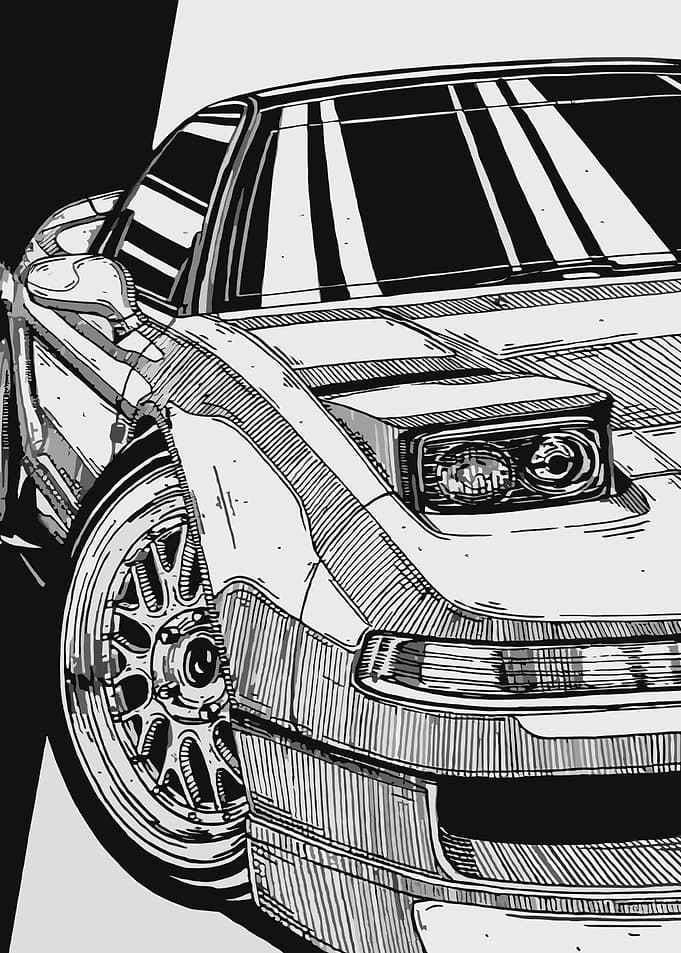 Monochrome Car Illustration