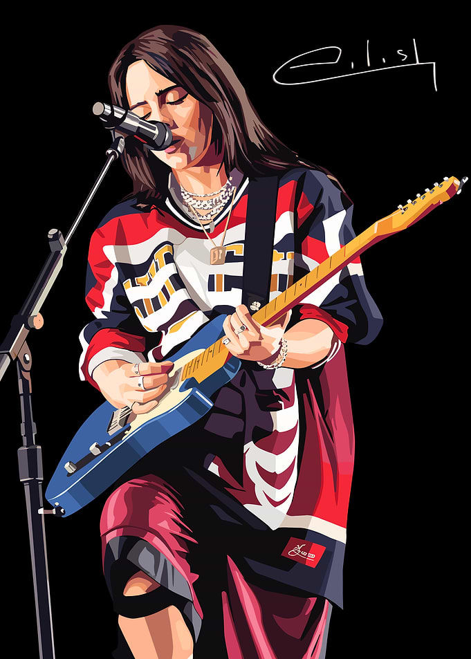 Billie Eilish playing guitar