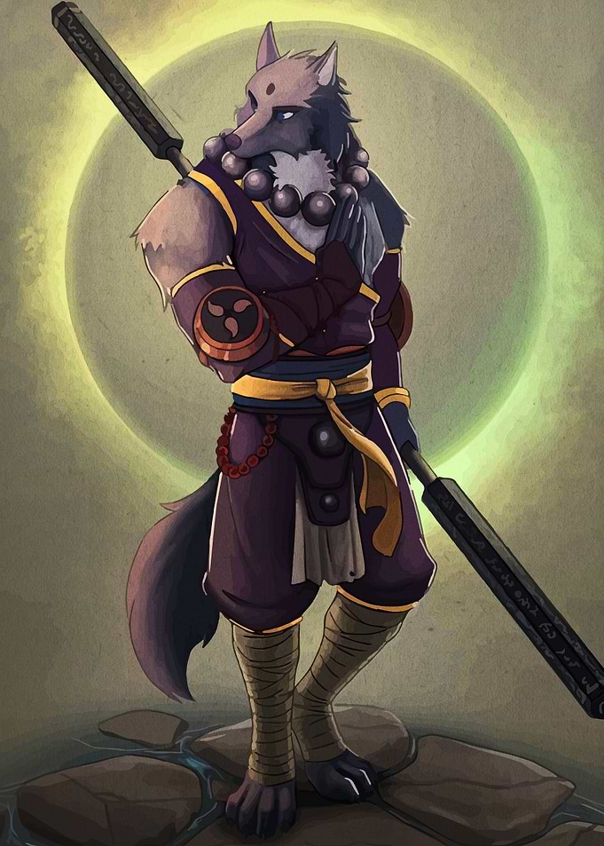 Wolf Monk with Staff