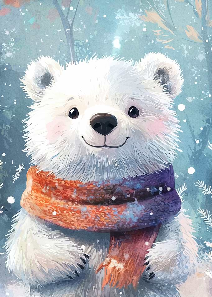 Cute Polar Bear with Scarf