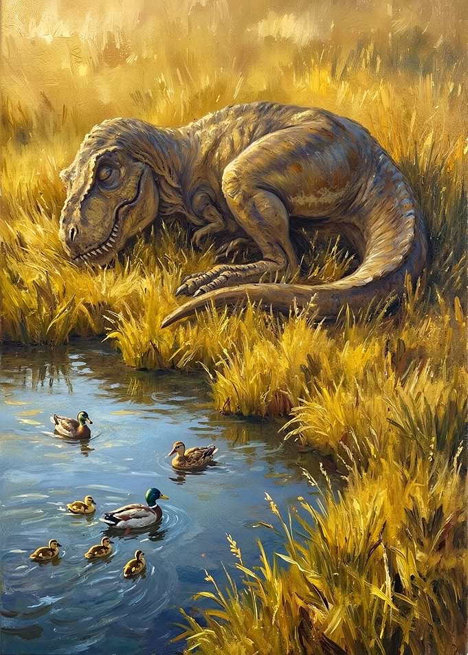 T-Rex and Ducks by the Pond