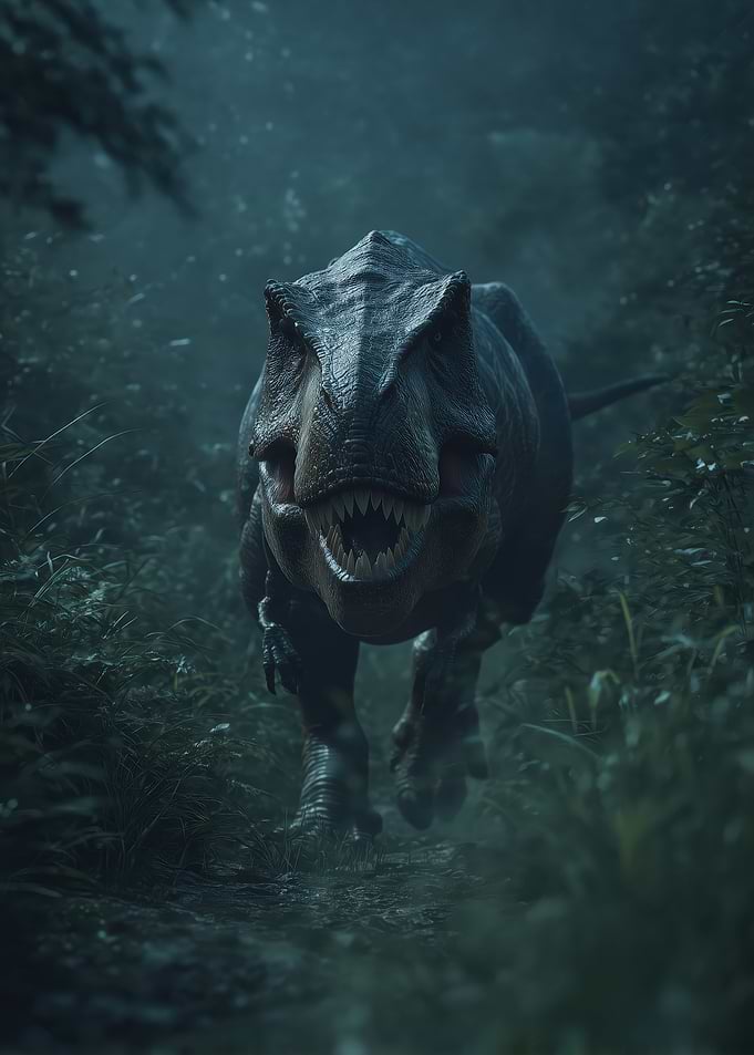 Tyrannosaurus Rex in Misty Forest