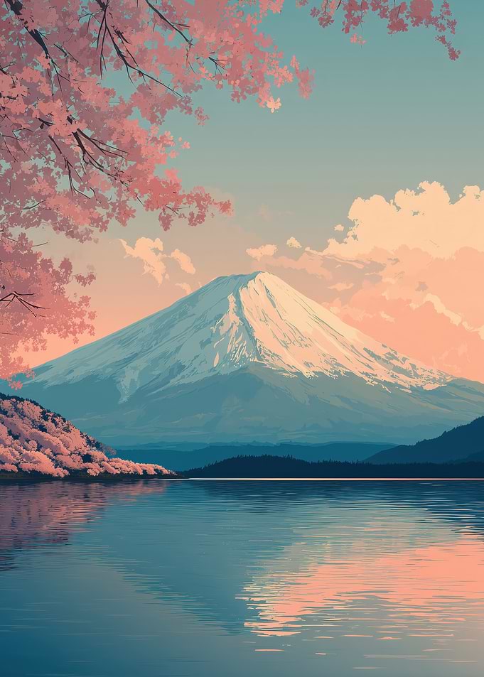 Mount Fuji Cherry Blossoms Landscape