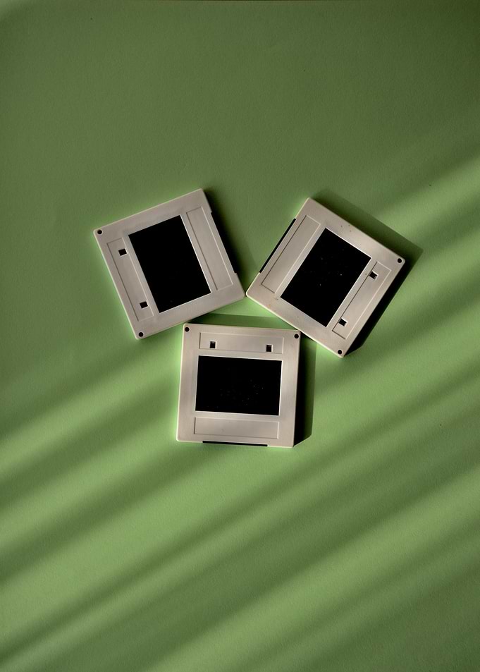 Minimalist Retro Slide Frames on Mint Green Background – Soft Light Fine Art Print