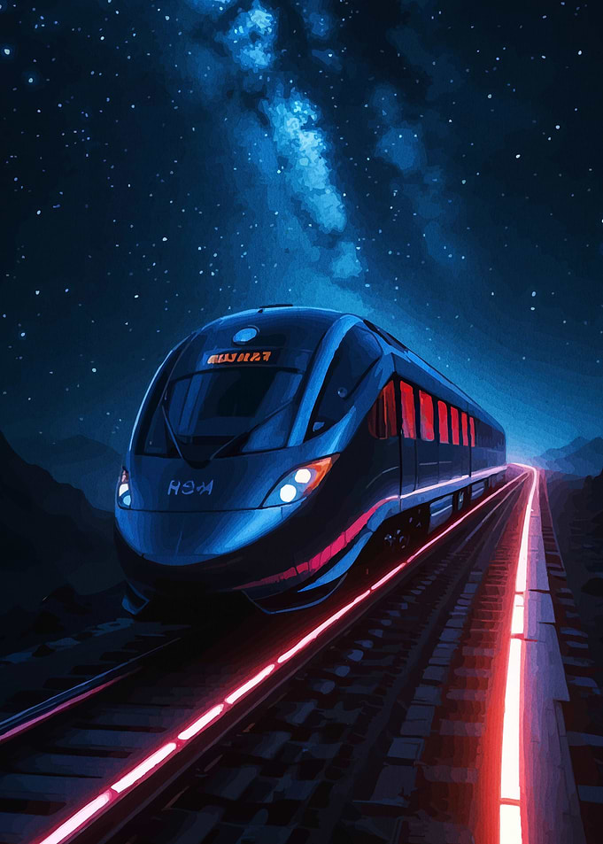 Futuristic Train Starry Night
