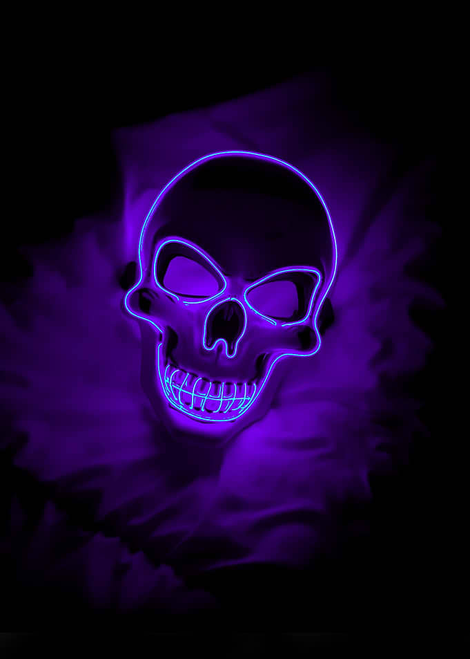 Neon Skull in Dark Ambiance