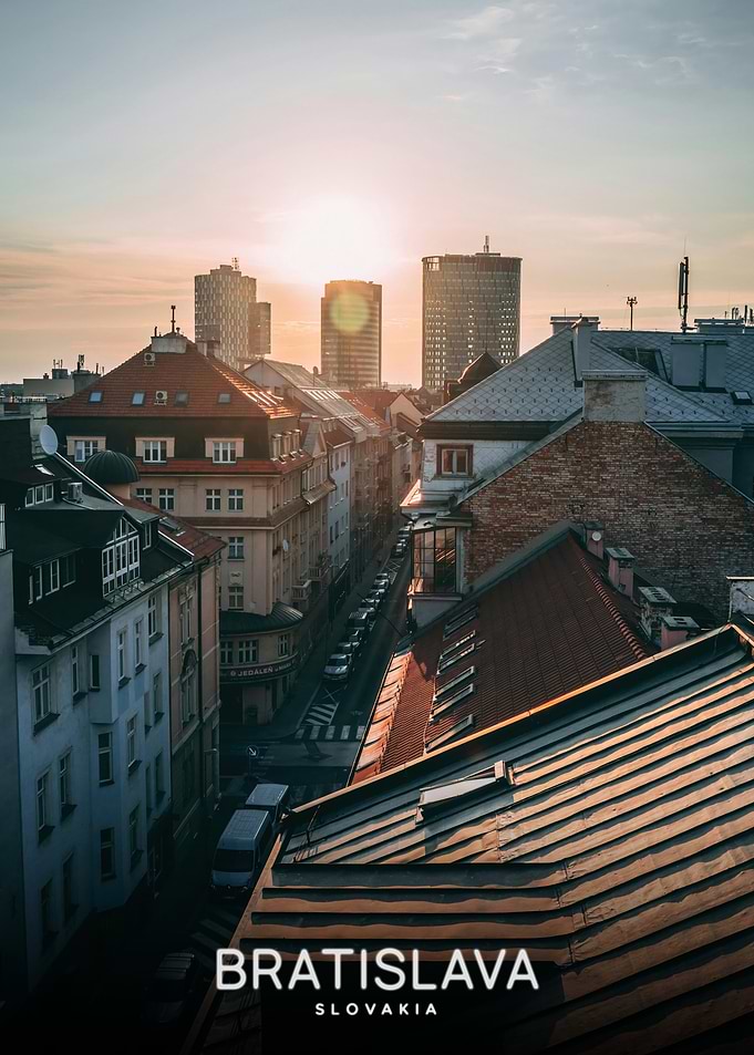 Bratislava, Slovakia cityscape at sunset