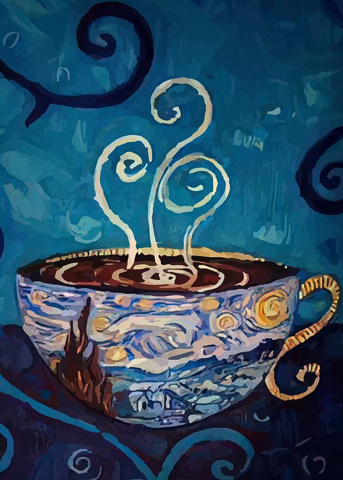 Starry Night Coffee Cup Painting