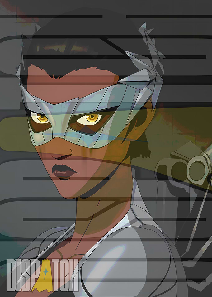 Female Character with Mask and Dispatch Logo