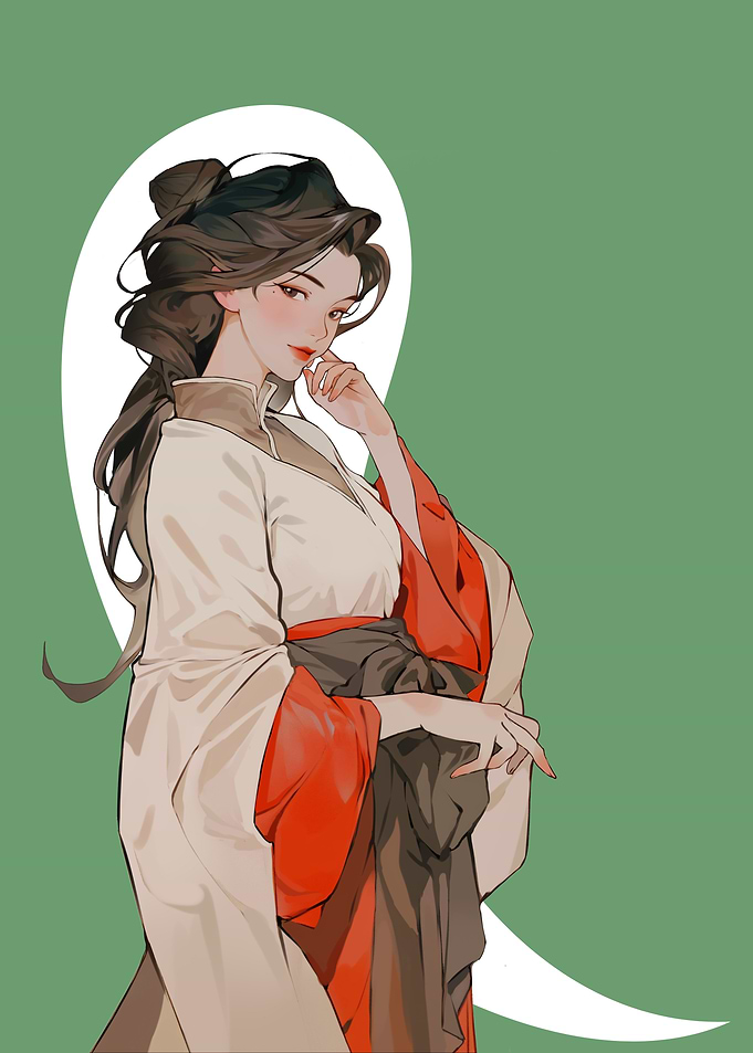 Elegant Woman in Traditional Asian Dress