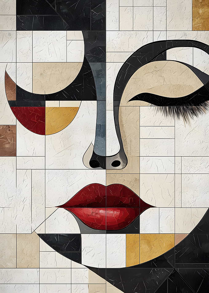 Abstract Woman Face Mosaic Art