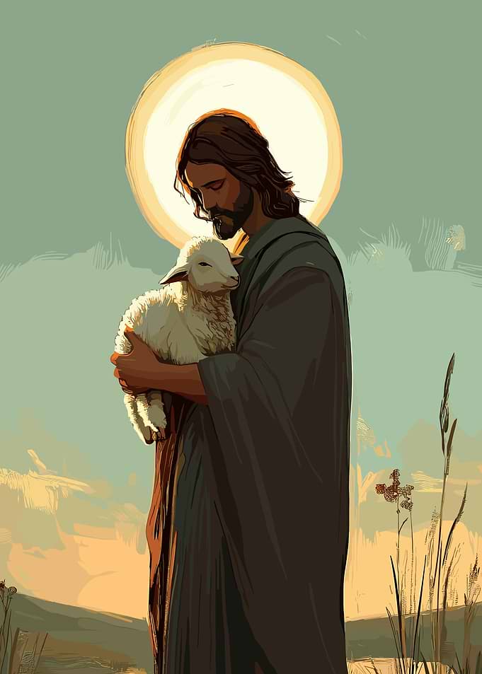 Jesus Christ Holding a Lamb