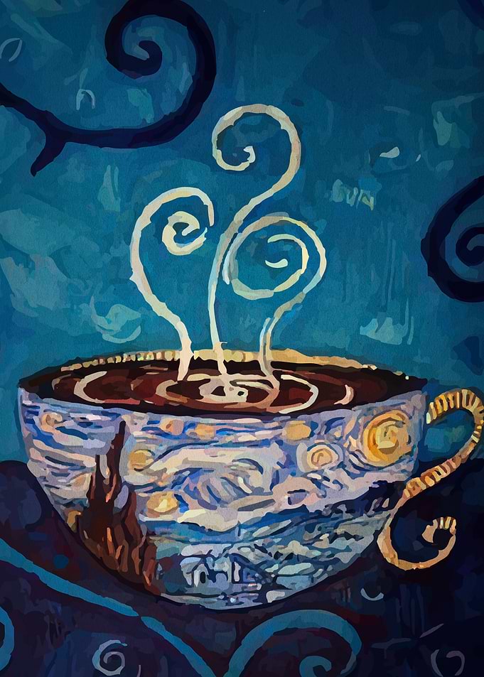 Starry Night Coffee Cup Painting