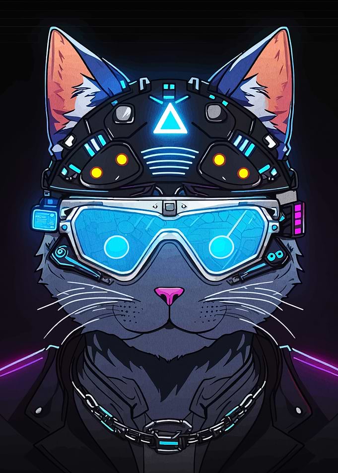 Cyberpunk Cat Portrait