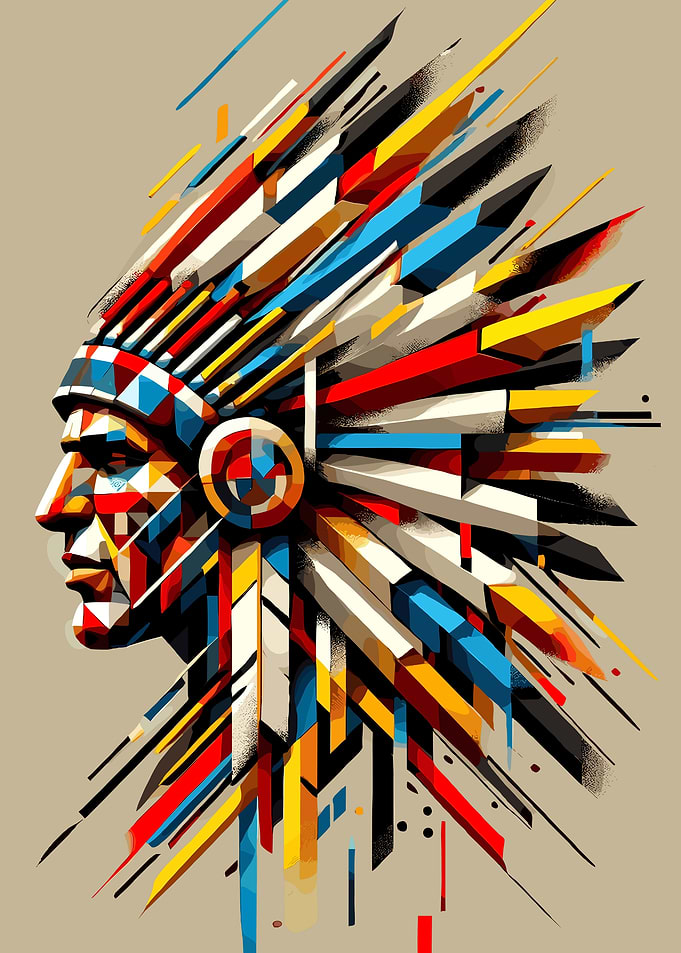 Abstract Native American Chief Portrait