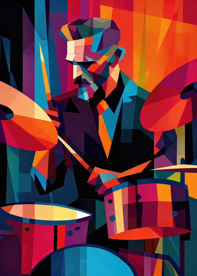 Geometric Drummer Colorful Art