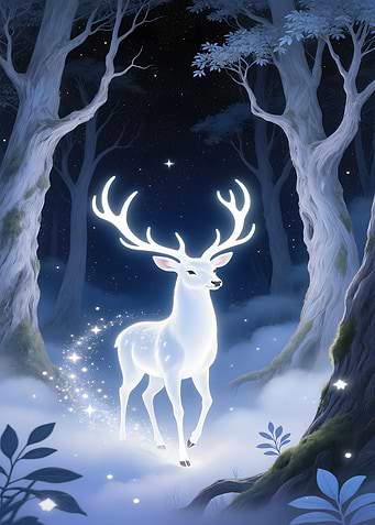 Glowing Deer in Enchanted Forest