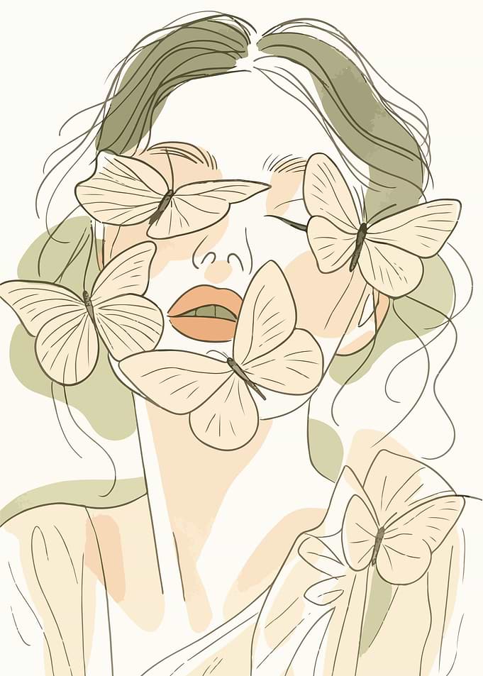 Woman with Butterflies Digital Art