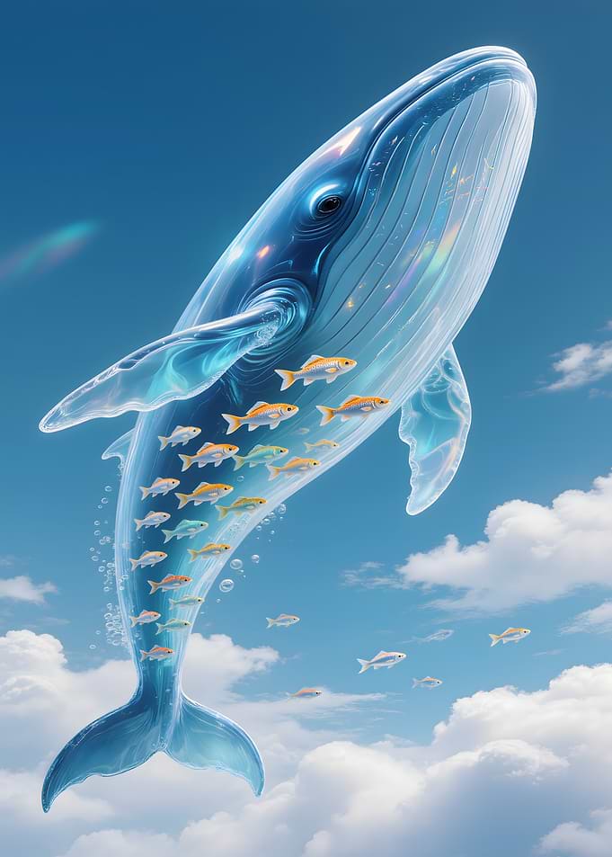 Whale and Fish in the Sky
