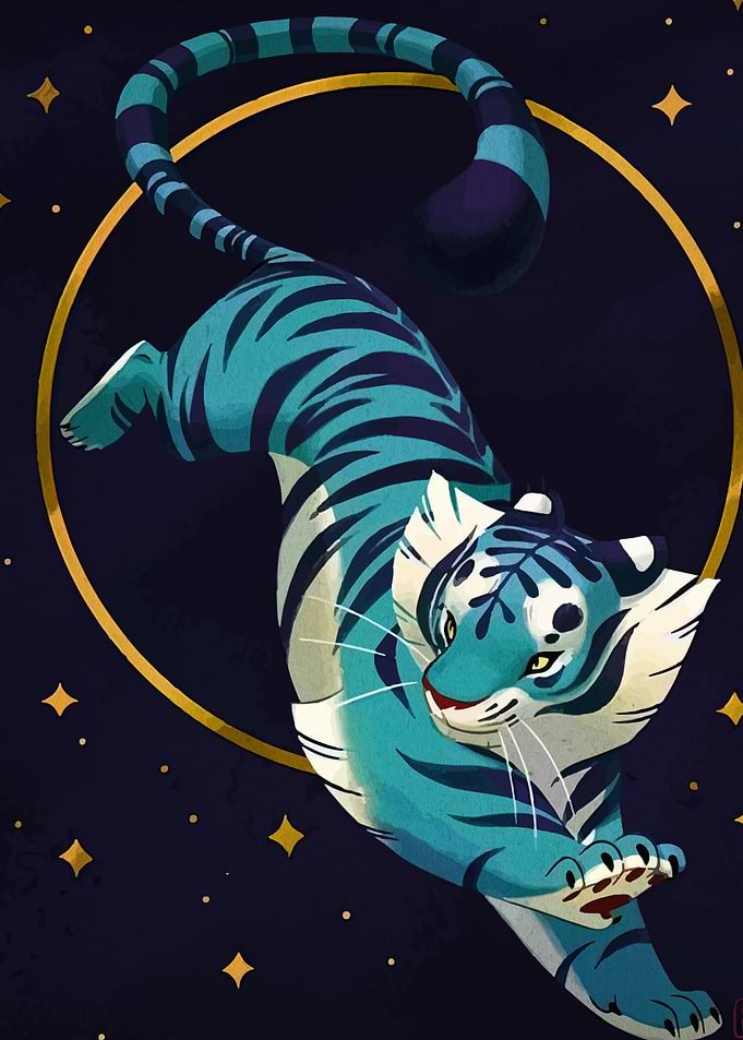 Blue Tiger with Golden Circle
