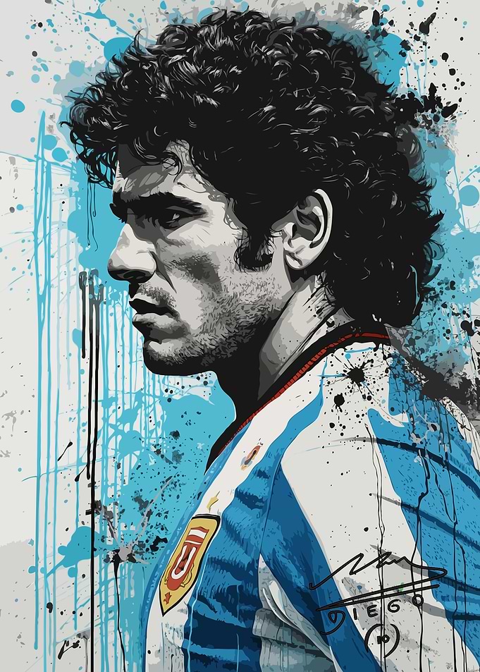 Diego Maradona Portrait Digital Painting