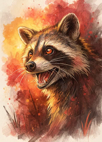 Watercolor Raccoon Portrait