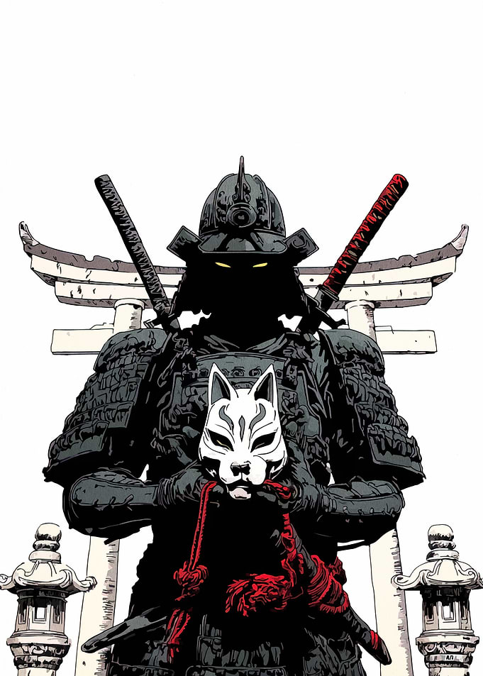 Samurai Warrior with Fox Mask