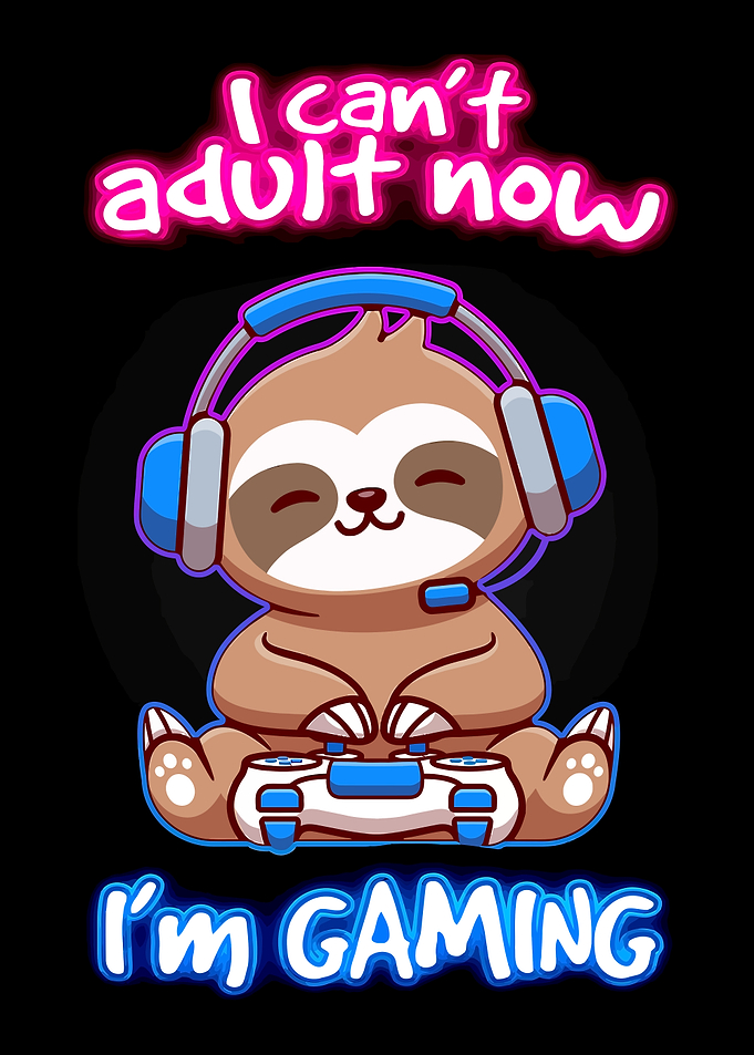 Gaming Sloth Cartoon