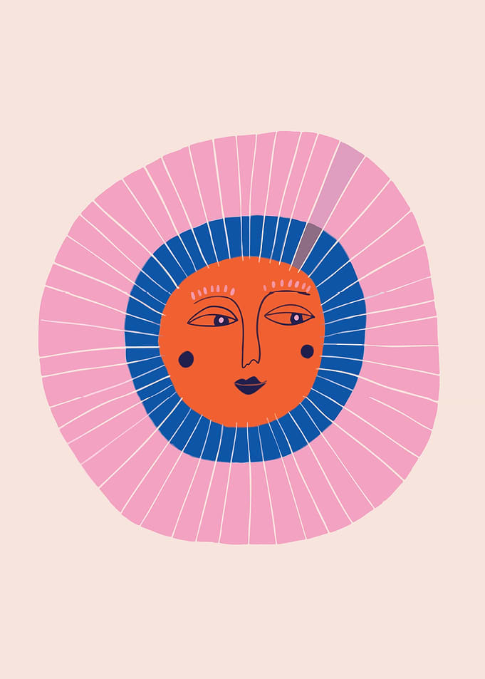 Abstract Sun drawing Boho Wall art, Minimalist Scandinavian artwork, Boho Decor Summer sun