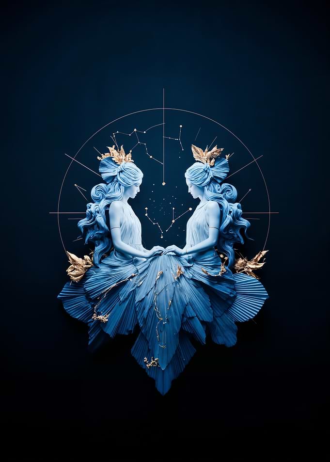 Kintsugi Gemini Zodiac Sign Art