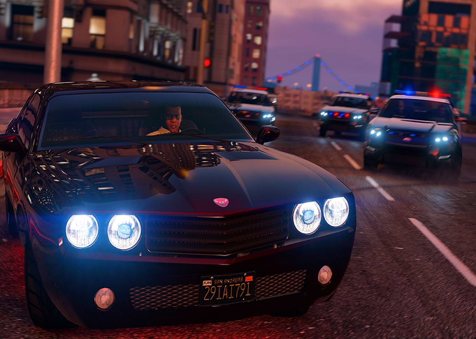 Black Car Chase in Cityscape