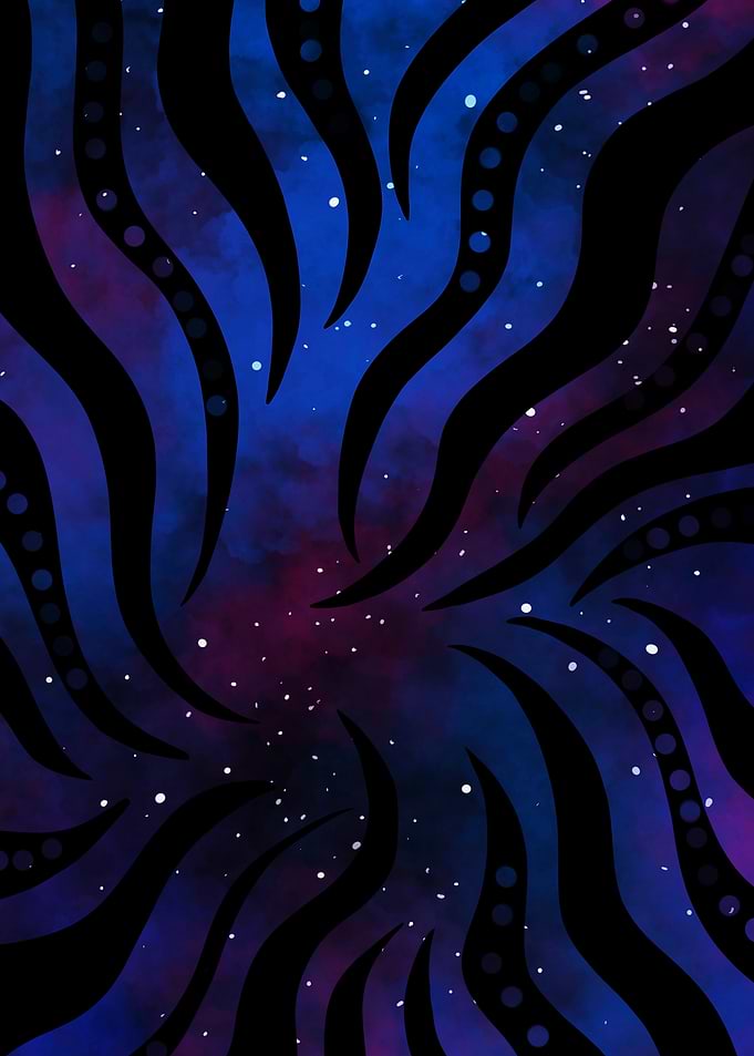 Abstract Galaxy with Black Stripes