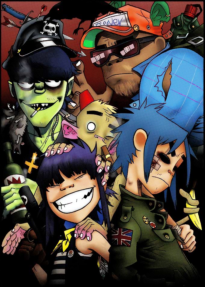 Gorillaz Band Cartoon Portrait