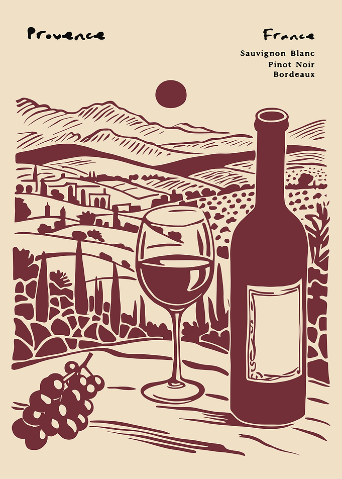 Provence Wine Country Illustration