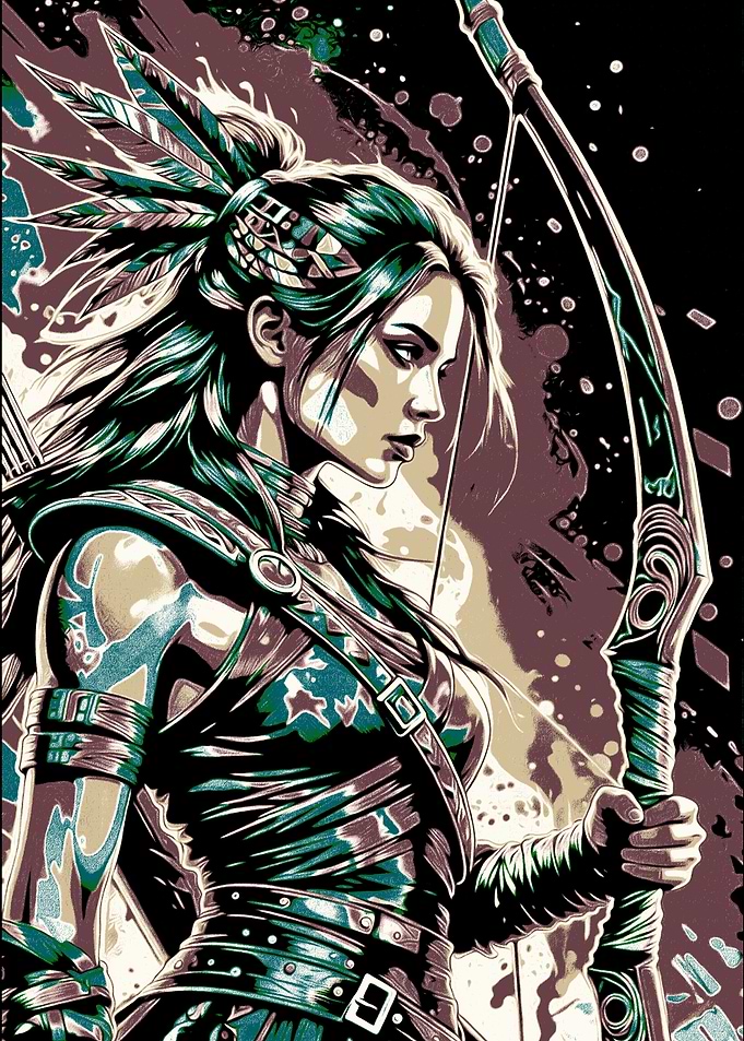 Female Archer with Bow and Arrow
