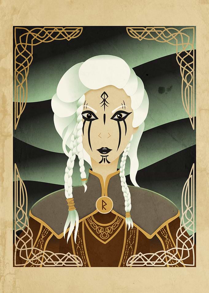 Viking Woman Portrait with Runes