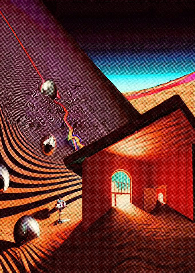 Surreal Landscape with Building and Spheres tame impala