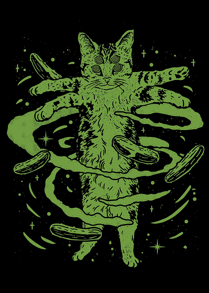 Hypnotic Cat with Pickles