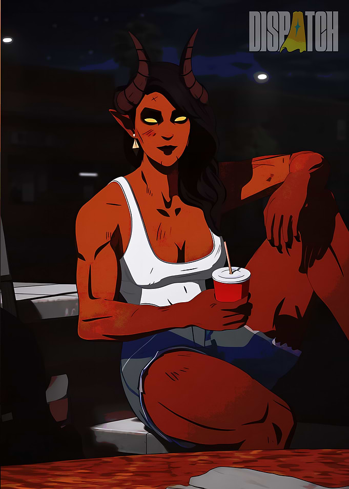 Demon Girl with Drink
