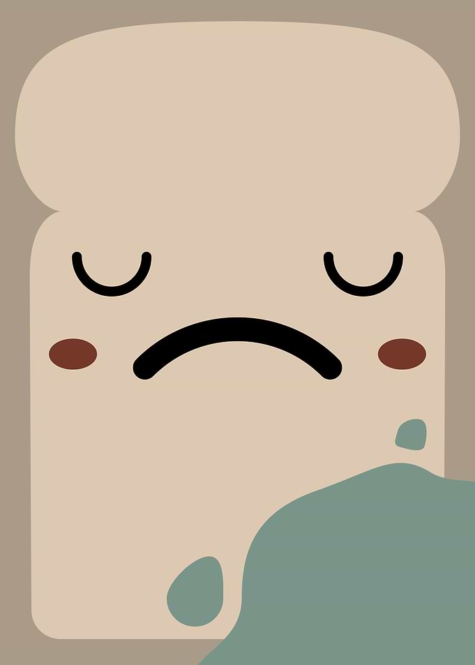 Sad Moldy Bread Slice Cartoon