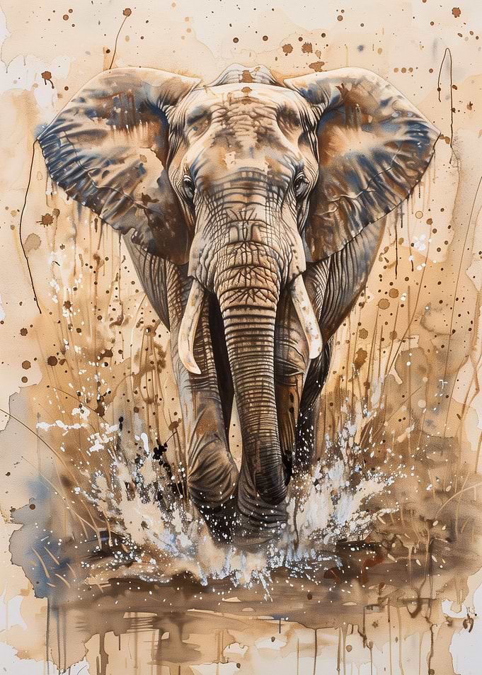 Elephant Watercolor Painting