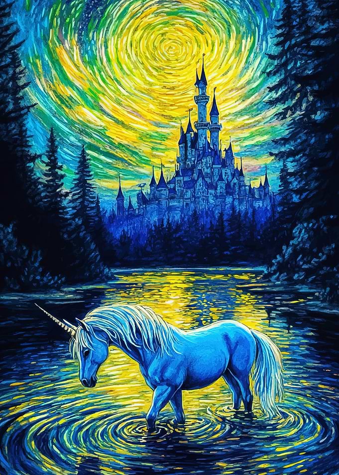 Unicorn Water Castle Backdrop